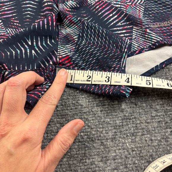 PATAGONIA Womens Nine Trails Running Shorts Navy Blue Geometric Pattern - Medium - Picture 7 of 9